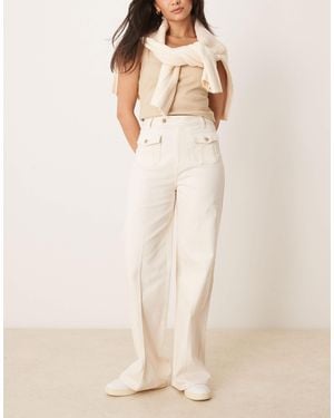 ASOS Wide Leg Jeans With Front Pockets - Natural