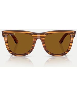 Ray-Ban Gafas De Sol Marrón A Rayas Efecto Carey Cuadradas Con Lentes Marrones Polarizadas Wayfarer De