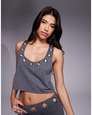 South Beach Cami Beach Top With Eyelet Detail - Blue