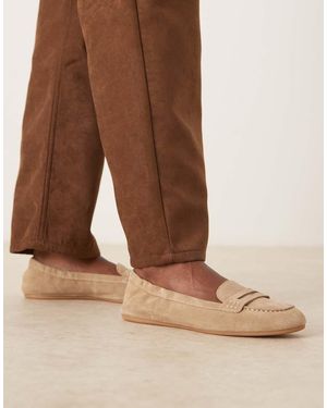 Mango Classic 100% Suede Loafer - Brown