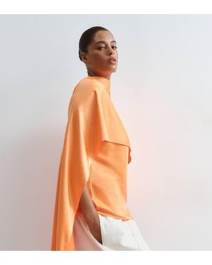 ARRANGE Curve Satin Underlay Cape Top - Orange