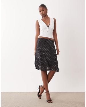 ASOS Low Rise Mesh Midi Pencil Skirt Co-ord With Godets - White