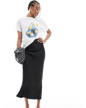 ASOS Tall Satin Bias Midi Skirt - Black