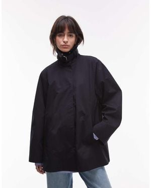 & Other Stories Short Trench Jacket With Strap Funnel Neck Detail - Blue
