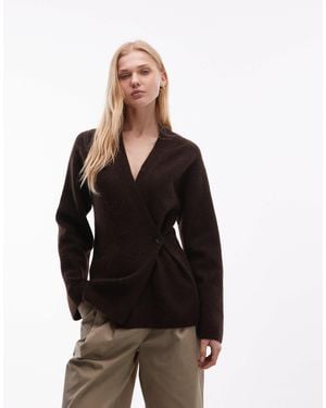 ARKET Gilet asymétrique doux cintré à la taille - marron chocolat - Noir
