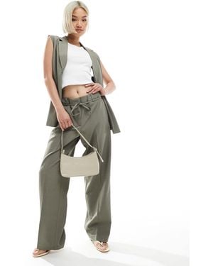 ONLY Straight Leg Tailored Pants Co-Ord With String Detail - Green