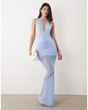 Aria Cove – figurbetontes neckholder-maxikleid - Blau