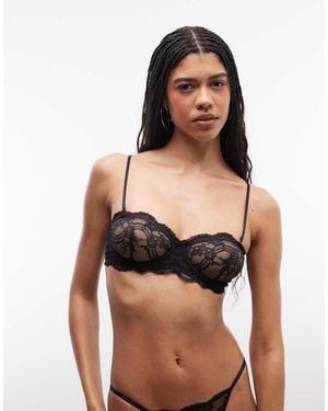 ASOS Lola Lace Balcony Underwire Bra With Removable Straps - Black