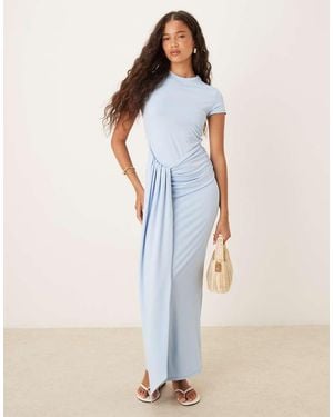 ASOS T-shirt Midi Dress With Waist Knot Detail - Blue