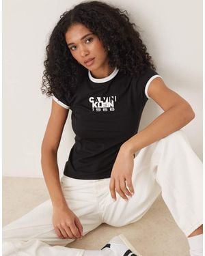 Calvin Klein Calvin Klein 1968 Graphic Ringer T-Shirt - Black