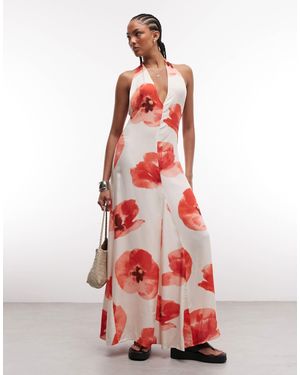 Susmie's Susmie's maxikleid mit neckholder und mohnblumenprint - Rot