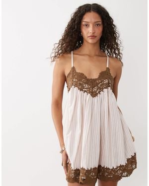 ASOS V Neck Cami Mini Dress With Lace Trims - Multicolor