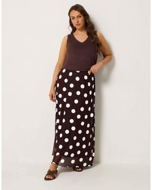 Yours Clothing Polka Dot Mesh Maxi Skirt - White