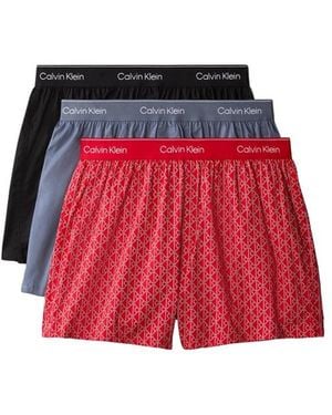 Calvin Klein Icon Katoenen Stretch 3-Pack Slim Boxers - Rood