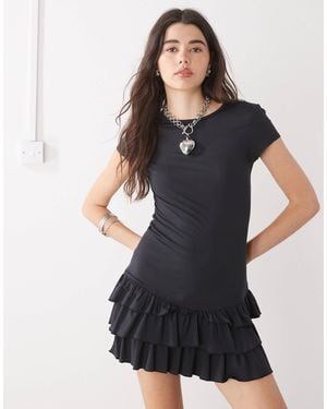 Collusion Ruffle Mini Dress - Black