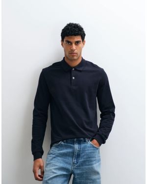 ARKET Pure Cotton Long Sleeve Polo Shirt - Blue