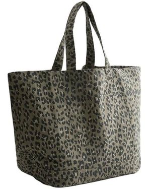 Oysho Leopard Print Shopper Bag - Green
