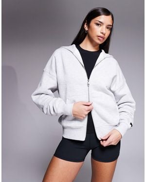 4505 Icon Rest Day Heavyweight 440gsm Cotton Zip Up Oversized Hoodie - White