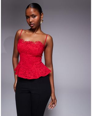 AFRM Ari Lace Scallop Trim Structu Cami Top Co-ord - Red
