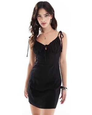 Glamorous Strappy Milkmaid Mini Dress - Black