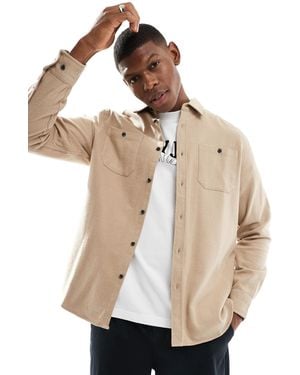 Threadbare – angeraute flanell-hemdjacke - Natur