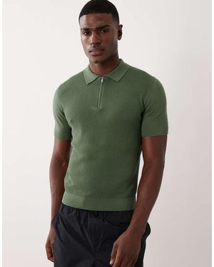 Mango Quarter Zip Poloshirt - Green