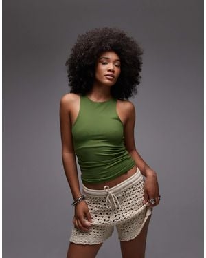 TOPSHOP Jersey Slinky Racer Tank Top - Green