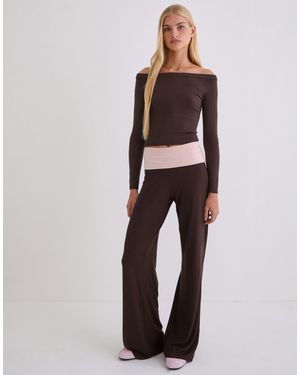 Motel Coreta Contrast Panel Pants - Brown