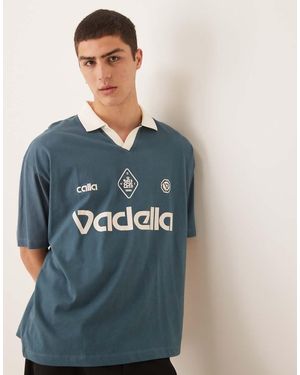 ASOS Polo Oversize Antracite Con Grafica Sportiva - Blu