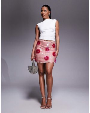 River Island Floral Sequin Mini Skirt - Red