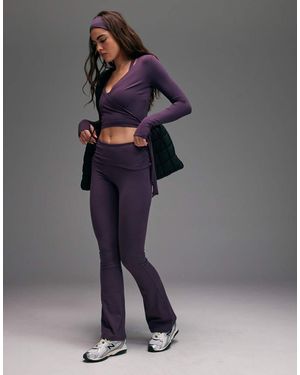 4505 Ruched Foldover Waist Slim Kick Yoga legging - Grey