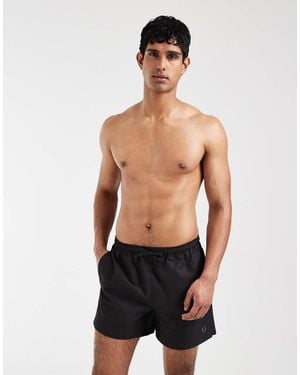 Fred Perry Drawstring Logo Swim Shorts - Black