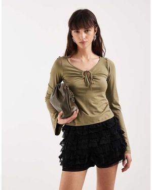 Motel Armel Longsleeve Keyhole Top - Green