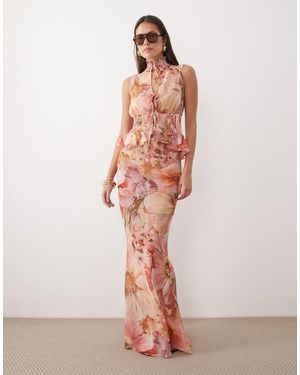 Wanderdoll – primrose – drapierter maxirock aus transparentem chiffon - Pink