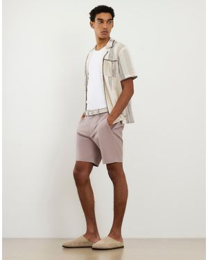 River Island Slim Fit Belted Chino Shorts - Natural