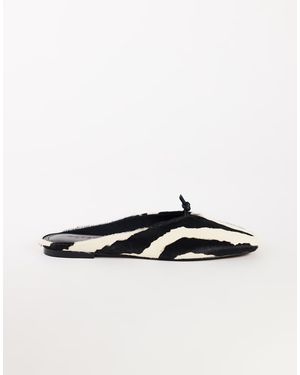 TOPSHOP Mule Plana Blythe Anudada Con Y Pelo Sobre Piel Auténtica-Multi - Blanco