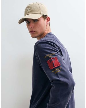Abercrombie & Fitch Heavyweight Long Sleeve T-Shirt With Front Graphic - Blue