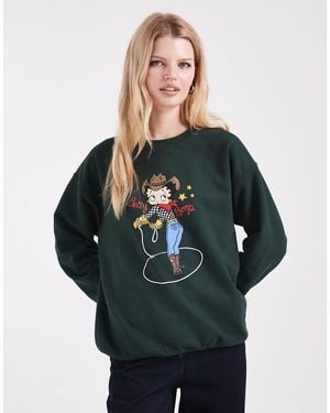 Daisy Street Cowgirl Betty Boop Sweatshirt - Green