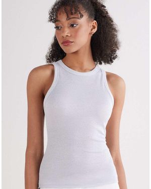 Intimissimi Ribbed Lamé Cotton Vest Top - Purple