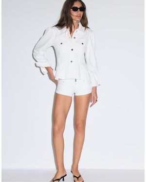 Stradivarius Denim Jack Met Peplum - Wit