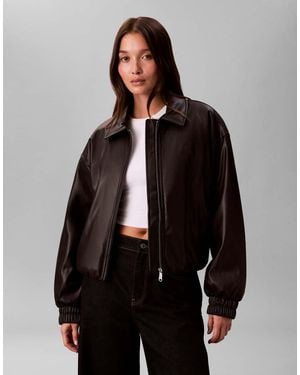 Calvin Klein Faux Leather Insulated Jacket - Black