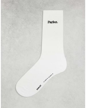 Parlez Embroidered Logo Socks - White