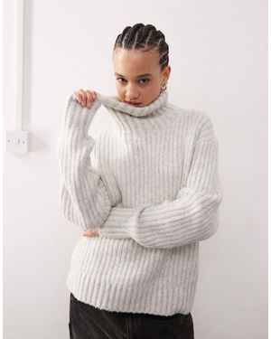 Weekday – elvine – grobstrickpullover - Weiß