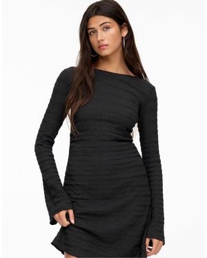 Pull&Bear Robe droite à manches longues - Noir