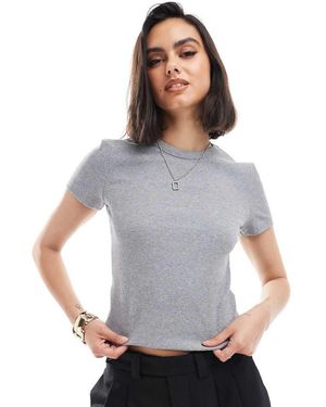 & Other Stories Short Sleeve Ribbed Fitted Top - Grey