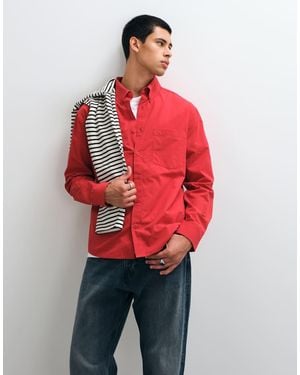 ASOS Relaxed Poplin Shirt - Red