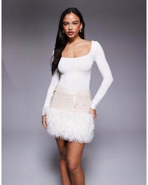 ASOS Sequin And Fur Mix Mini Skirt - Purple