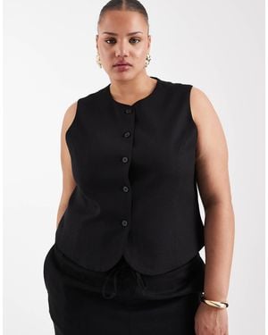 ONLY Linen Blend Waistcoat Co-ord - Black