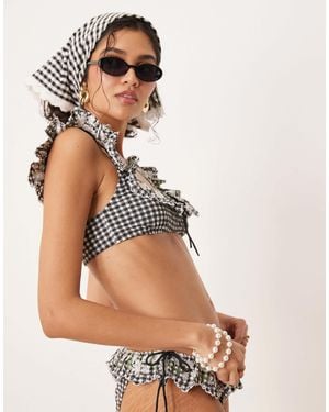 For Love & Lemons – daisy lane – bikinioberteil mit vichy-karo - Schwarz