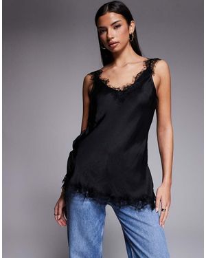 River Island Longline Lace Detail Cami - Black